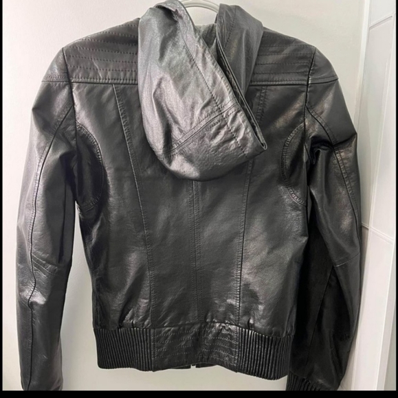GENUINE LEATHER Blink Hooded Jacket-XS ** Discounted shipping - Picture 4 of 4